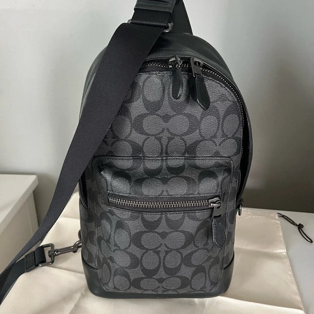 Coach Black and Gray Signature Backpack